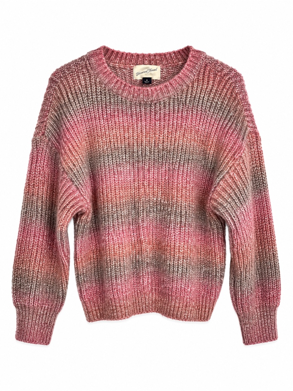 Universal Thread Women’s Striped Fuzzy Knit Crew Neck Sweater Size M